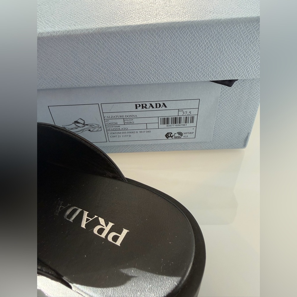 Prada calzature donna spazzolato black slide in loafers - Picture 4 of 7